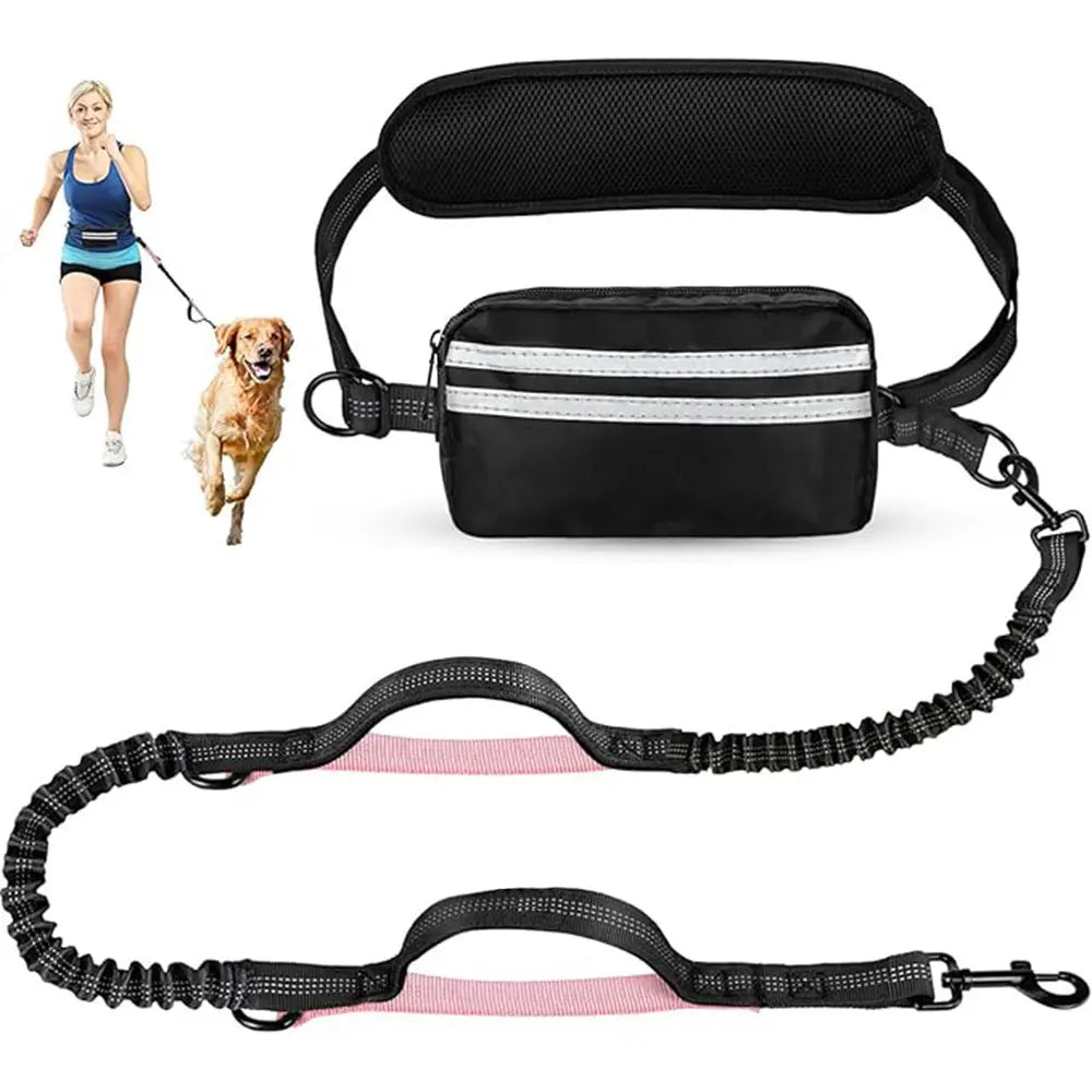 Pipidodo Hands-Free Dog Leash with Waist Bag and Cushioned Pad – Ideal for Running and Walking with Shock-Absorbing Design for Single and Dual Dogs