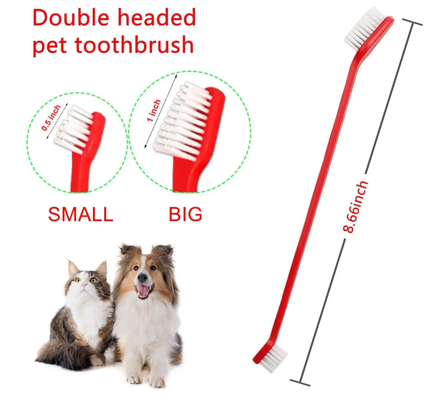 Dog Toothbrush Set of 8 – Dual Headed Dental Hygiene Brushes for Small to Large Dogs, Easy Teeth Cleaning & Dental Care,Dog Tooth Brushes for Small to Large Dogs, Cats, and Most Pets