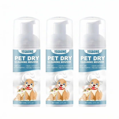 Pet Dry Wash Foam Shampoo for Kittens and Dogs - Rinse-Free Odor Eliminator and Coat Smoother
