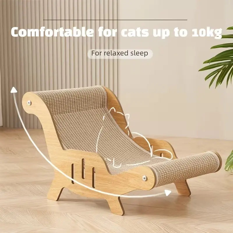 XL 2-In-1 Sisal Cat Scratcher with Hammock and Lounge Chair - Breathable, Durable Cat Bed for Claw Maintenance and Relaxation, All-Season Use
