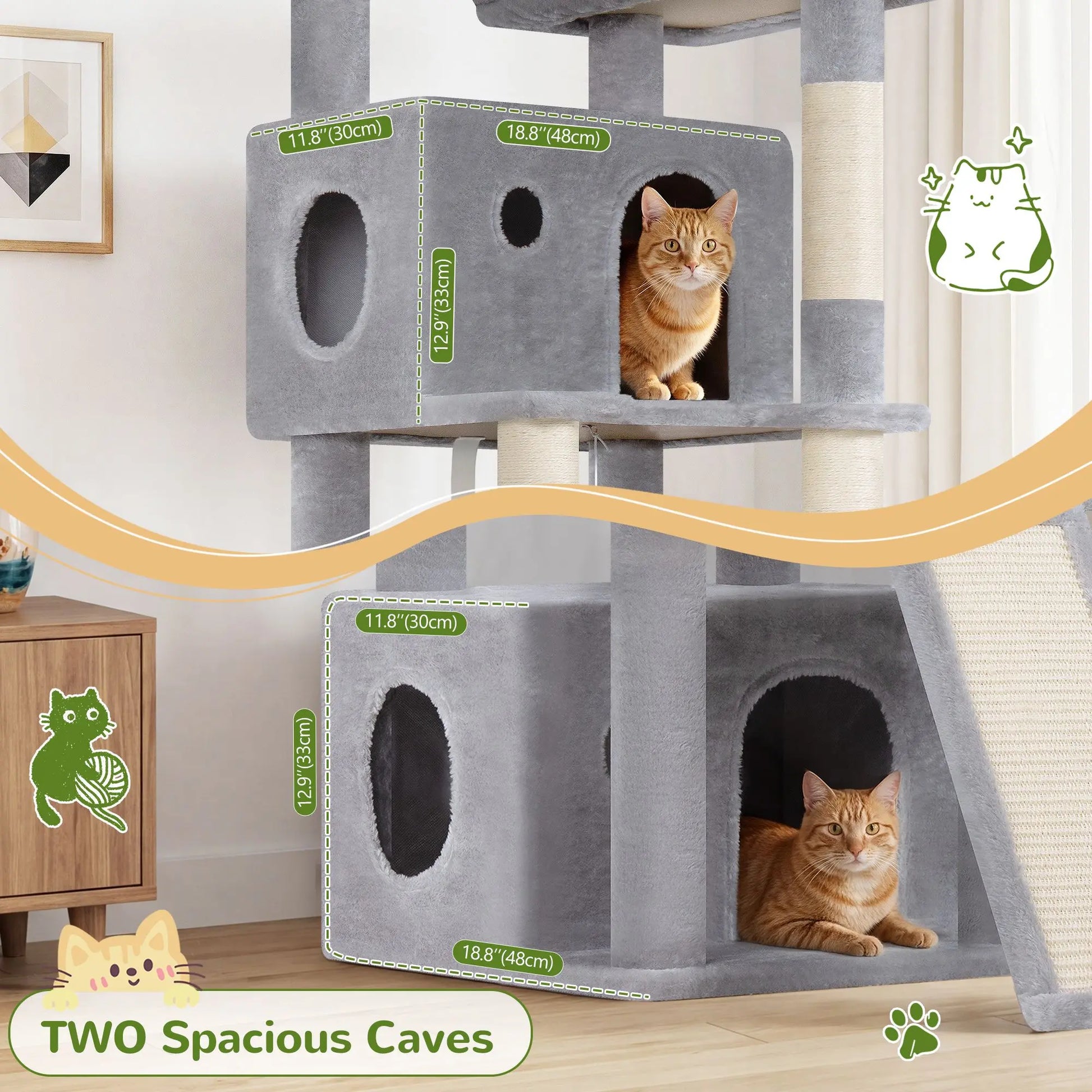 Globlazer F64B 64-Inch Premium Multi-Level Cat Tower - Sturdy Design for Multiple Cats