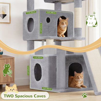 Globlazer F64B 64-Inch Premium Multi-Level Cat Tower - Sturdy Design for Multiple Cats