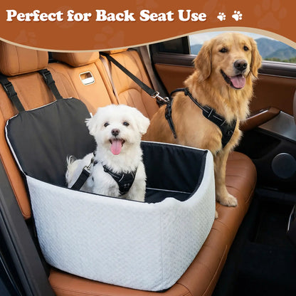 VALUXE Dog Car Booster Seat - All-Season Enclosed Design with Seat Belt Straps, Non-Slip & Waterproof Pet Travel Seat