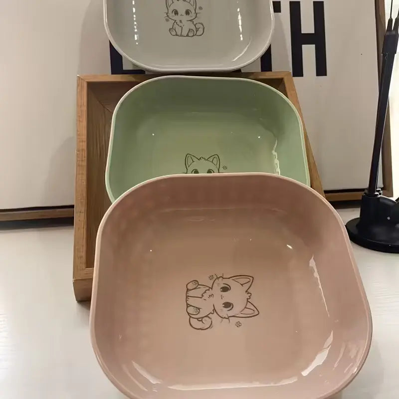 Set of 4 Durable Leak-Proof Cat Bowls - Anti-Fatigue Design for Effortless Cleaning, Ideal for Indoor Cats