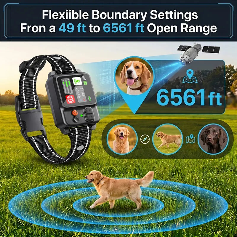 2026 Newest Dog Electronic Fence: The Ultimate Waterproof GPS Fencing System for Safe Outdoor Adventures | Adjustable Warning Intensity & No Subscription Fees!