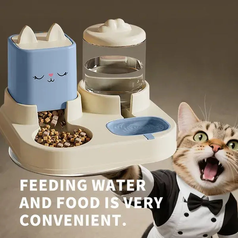 Automatic Pet Feeder and Water Fountain Set for Large Dogs and Multiple Cats with Durable Silicone Inflatable Balls