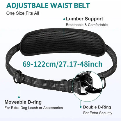 Pipidodo Hands-Free Dog Leash with Waist Bag and Cushioned Pad – Ideal for Running and Walking with Shock-Absorbing Design for Single and Dual Dogs