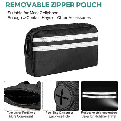 Pipidodo Hands-Free Dog Leash with Waist Bag and Cushioned Pad – Ideal for Running and Walking with Shock-Absorbing Design for Single and Dual Dogs