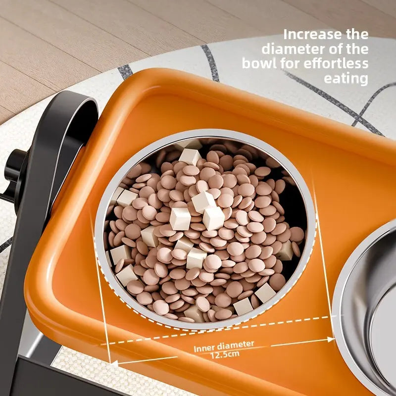 Elevated Stainless Steel Pet Feeding Bowl Set with Non-Slip Design for Small Dogs and Cats - Includes Two Bowls and One Adjustable Stand