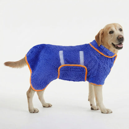 Bienbee Quick-Drying Super Absorbent Dog Bathrobe with Adjustable Velcro Strap - Warm Pet Dressing Gown