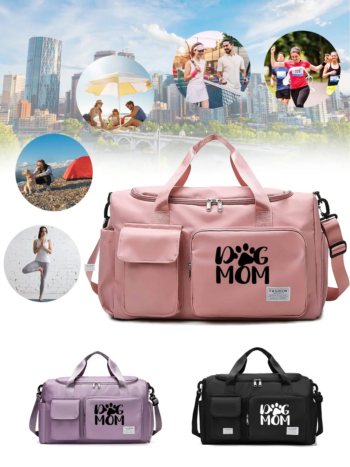 Large Capacity Dog Mom Travel Backpack - Versatile Minimalist Design for All-Season Use with Handheld and Crossbody Carrying Options