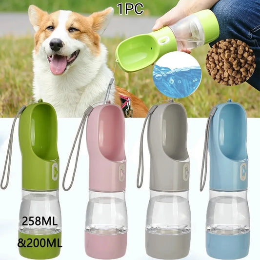 Portable Pet Travel Water Bowl and Food Feeder, 258ML Water Capacity + 200ML Food Capacity, Leak-Proof, Detachable, and Easy to Clean for Outdoor Adventures with Cats and Dogs