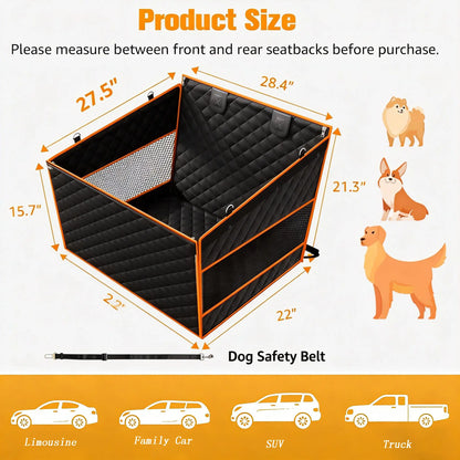 Premium Heavy-Duty Waterproof Dog Car Hammock for Large and Medium Breeds with Mesh Windows, Storage Bag, and Flip Straps - Compatible with Cars, Trucks, and SUVs