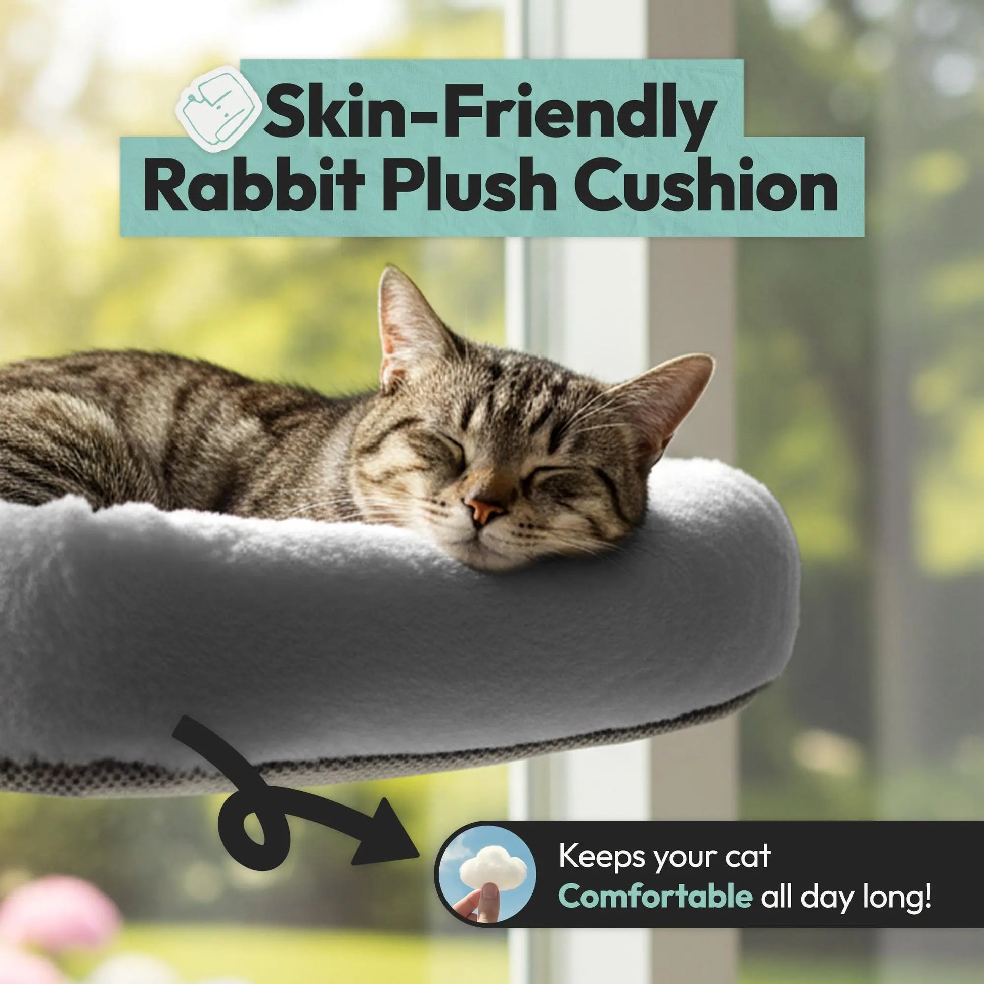 Cordless Cat Window Perch and Hammock with Removable Double-Sided Fabric Cover - Perfect for Indoor Pets, Sunbathing, and Neck Support, Ideal Valentine's Gift for Kittens