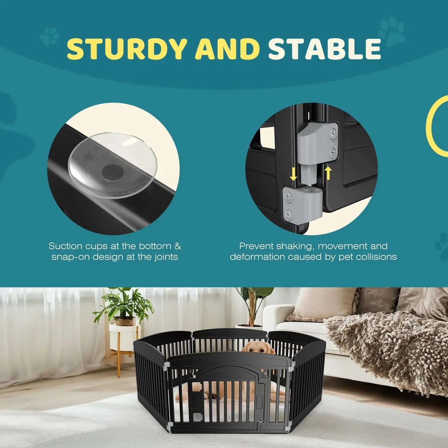 Expandable 6-Panel Durable Plastic Dog Playpen - 24-Inch Portable Pet Fence for Medium Dogs, Suitable for Indoor and Outdoor Use
