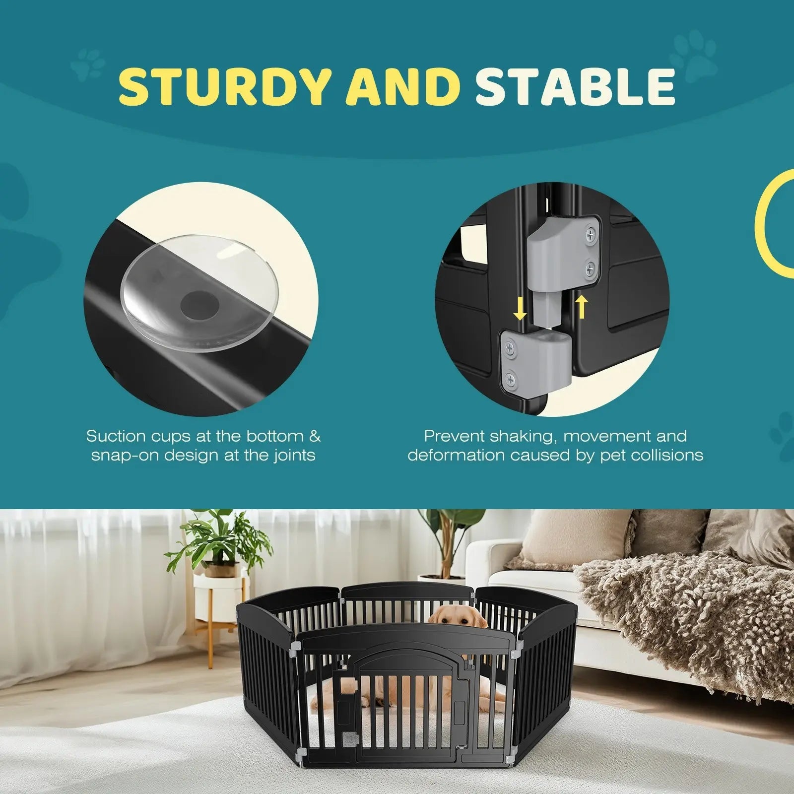Expandable 6-Panel Durable Plastic Dog Playpen - 24-Inch Portable Pet Fence for Medium Dogs, Suitable for Indoor and Outdoor Use
